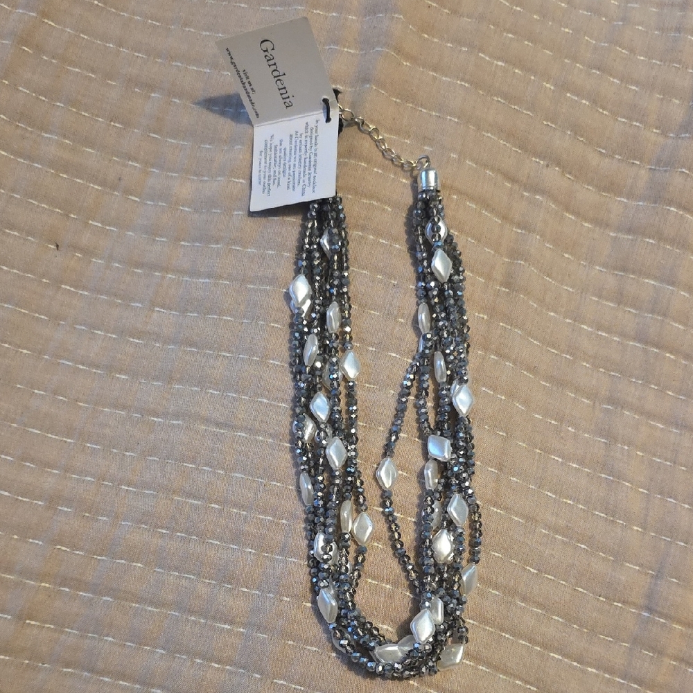 Gardenia Silver sMulti-Strand Necklace